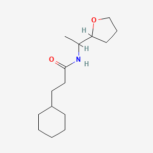 molecular formula C15H27NO2 B4762909 3-cyclohexyl-N-[1-(tetrahydrofuran-2-yl)ethyl]propanamide 