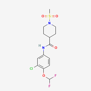 molecular formula C14H17ClF2N2O4S B4763012 N~4~-[3-CHLORO-4-(DIFLUOROMETHOXY)PHENYL]-1-(METHYLSULFONYL)-4-PIPERIDINECARBOXAMIDE 