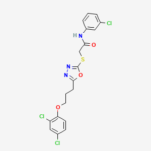 molecular formula C19H16Cl3N3O3S B4763058 N-(3-chlorophenyl)-2-({5-[3-(2,4-dichlorophenoxy)propyl]-1,3,4-oxadiazol-2-yl}sulfanyl)acetamide 
