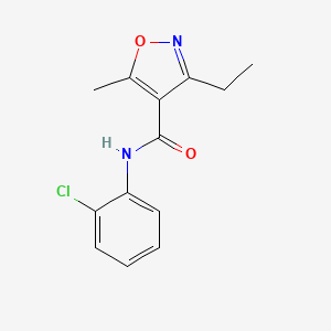 molecular formula C13H13ClN2O2 B4763111 N-(2-CHLOROPHENYL)-3-ETHYL-5-METHYL-12-OXAZOLE-4-CARBOXAMIDE 