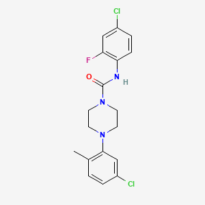 molecular formula C18H18Cl2FN3O B4763212 N-(4-chloro-2-fluorophenyl)-4-(5-chloro-2-methylphenyl)piperazine-1-carboxamide 
