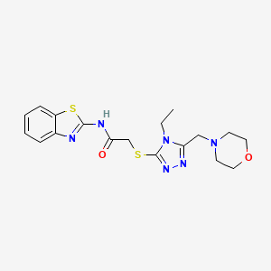 molecular formula C18H22N6O2S2 B4763325 N-(1,3-benzothiazol-2-yl)-2-{[4-ethyl-5-(morpholin-4-ylmethyl)-4H-1,2,4-triazol-3-yl]sulfanyl}acetamide 