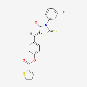 molecular formula C21H12FNO3S3 B4763380 [4-[(Z)-[3-(3-fluorophenyl)-4-oxo-2-sulfanylidene-1,3-thiazolidin-5-ylidene]methyl]phenyl] thiophene-2-carboxylate 