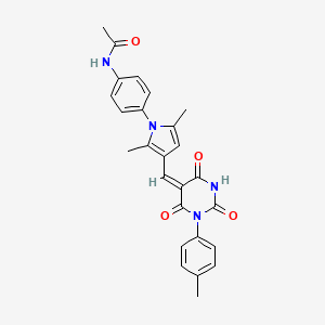 molecular formula C26H24N4O4 B4763389 N-[4-(2,5-dimethyl-3-{(E)-[1-(4-methylphenyl)-2,4,6-trioxotetrahydropyrimidin-5(2H)-ylidene]methyl}-1H-pyrrol-1-yl)phenyl]acetamide 