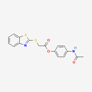 molecular formula C17H14N2O3S2 B4763461 4-(ACETYLAMINO)PHENYL 2-(1,3-BENZOTHIAZOL-2-YLSULFANYL)ACETATE 