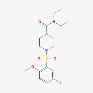 molecular formula C17H25FN2O4S B4763775 N,N-diethyl-1-[(5-fluoro-2-methoxyphenyl)sulfonyl]piperidine-4-carboxamide 