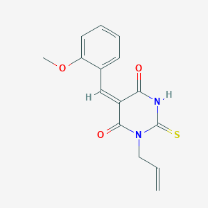 molecular formula C15H14N2O3S B4763809 (5E)-5-[(2-methoxyphenyl)methylidene]-1-prop-2-enyl-2-sulfanylidene-1,3-diazinane-4,6-dione 