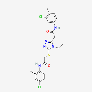 molecular formula C22H23Cl2N5O2S B4763816 N-(4-chloro-2-methylphenyl)-2-[(5-{2-[(3-chloro-4-methylphenyl)amino]-2-oxoethyl}-4-ethyl-4H-1,2,4-triazol-3-yl)sulfanyl]acetamide 