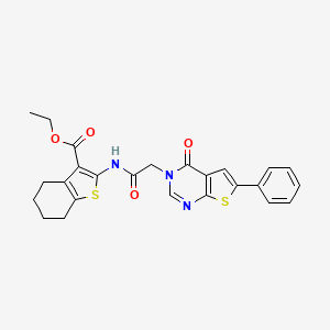 molecular formula C25H23N3O4S2 B4763904 Ethyl 2-[[2-(4-oxo-6-phenylthieno[2,3-d]pyrimidin-3-yl)acetyl]amino]-4,5,6,7-tetrahydro-1-benzothiophene-3-carboxylate 
