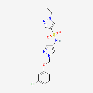 molecular formula C15H16ClN5O3S B4763939 N-[1-[(3-Chlorophenoxy)methyl]-1H-pyrazol-4-yl]-1-ethyl-1H-pyrazole-4-sulfonamide CAS No. 1005629-66-2