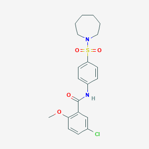 molecular formula C20H23ClN2O4S B4763995 N-[4-(azepan-1-ylsulfonyl)phenyl]-5-chloro-2-methoxybenzamide 