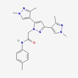 molecular formula C22H25N7O B4764048 2-[3,5-bis(1,3-dimethylpyrazol-4-yl)pyrazol-1-yl]-N-(4-methylphenyl)acetamide 