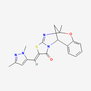 molecular formula C19H18N4O2S B4764079 13-[(Z)-1-(1,3-DIMETHYL-1H-PYRAZOL-5-YL)METHYLIDENE]-9-METHYL-8-OXA-12-THIA-10,15-DIAZATETRACYCLO[7.6.1.0~2,7~.0~11,15~]HEXADECA-2,4,6,10-TETRAEN-14-ONE 