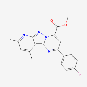 molecular formula C19H15FN4O2 B4764130 methyl 4-(4-fluorophenyl)-11,13-dimethyl-3,7,8,10-tetrazatricyclo[7.4.0.02,7]trideca-1,3,5,8,10,12-hexaene-6-carboxylate 