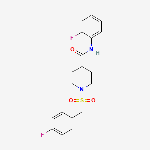 molecular formula C19H20F2N2O3S B4764417 N-(2-FLUOROPHENYL)-1-[(4-FLUOROPHENYL)METHANESULFONYL]PIPERIDINE-4-CARBOXAMIDE 