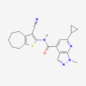 molecular formula C21H21N5OS B4764448 N-(3-cyano-5,6,7,8-tetrahydro-4H-cyclohepta[b]thiophen-2-yl)-6-cyclopropyl-1-methyl-1H-pyrazolo[3,4-b]pyridine-4-carboxamide 