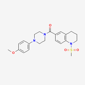 molecular formula C22H27N3O4S B4764455 1-METHANESULFONYL-6-[4-(4-METHOXYPHENYL)PIPERAZINE-1-CARBONYL]-1,2,3,4-TETRAHYDROQUINOLINE 