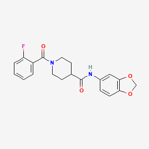 molecular formula C20H19FN2O4 B4764567 N-(2H-1,3-BENZODIOXOL-5-YL)-1-(2-FLUOROBENZOYL)PIPERIDINE-4-CARBOXAMIDE 