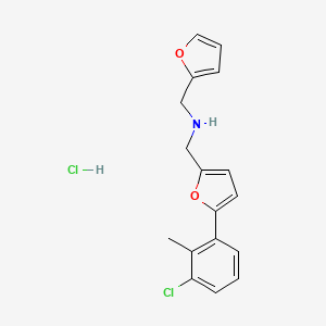 molecular formula C17H17Cl2NO2 B4764591 N-[[5-(3-chloro-2-methylphenyl)furan-2-yl]methyl]-1-(furan-2-yl)methanamine;hydrochloride 