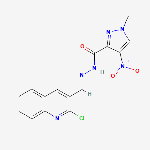 molecular formula C16H13ClN6O3 B4764636 N'~3~-[(E)-1-(2-CHLORO-8-METHYL-3-QUINOLYL)METHYLIDENE]-1-METHYL-4-NITRO-1H-PYRAZOLE-3-CARBOHYDRAZIDE 