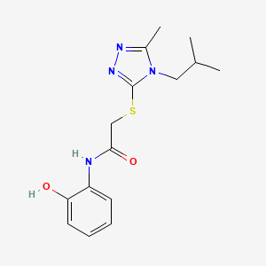 molecular formula C15H20N4O2S B4764645 N-(2-hydroxyphenyl)-2-{[5-methyl-4-(2-methylpropyl)-4H-1,2,4-triazol-3-yl]sulfanyl}acetamide 