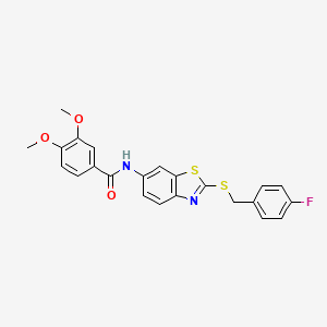 molecular formula C23H19FN2O3S2 B4764893 N-{2-[(4-fluorobenzyl)sulfanyl]-1,3-benzothiazol-6-yl}-3,4-dimethoxybenzamide 