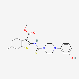 molecular formula C22H27N3O3S2 B4764962 Methyl 2-({[4-(3-hydroxyphenyl)piperazin-1-yl]carbonothioyl}amino)-6-methyl-4,5,6,7-tetrahydro-1-benzothiophene-3-carboxylate 