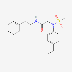 molecular formula C19H28N2O3S B4765000 N-[2-(cyclohex-1-en-1-yl)ethyl]-N~2~-(4-ethylphenyl)-N~2~-(methylsulfonyl)glycinamide 