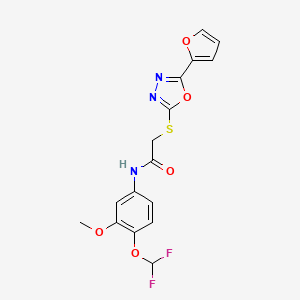 molecular formula C16H13F2N3O5S B4765248 N~1~-[4-(DIFLUOROMETHOXY)-3-METHOXYPHENYL]-2-{[5-(2-FURYL)-1,3,4-OXADIAZOL-2-YL]SULFANYL}ACETAMIDE 