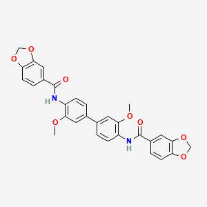 molecular formula C30H24N2O8 B4765673 N-[4'-(2H-1,3-BENZODIOXOLE-5-AMIDO)-3,3'-DIMETHOXY-[1,1'-BIPHENYL]-4-YL]-2H-1,3-BENZODIOXOLE-5-CARBOXAMIDE 