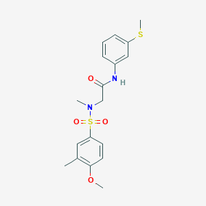 molecular formula C18H22N2O4S2 B4765678 N~2~-[(4-methoxy-3-methylphenyl)sulfonyl]-N~2~-methyl-N-[3-(methylsulfanyl)phenyl]glycinamide 