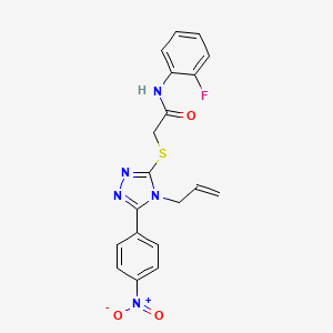 molecular formula C19H16FN5O3S B4765721 N-(2-fluorophenyl)-2-[[5-(4-nitrophenyl)-4-prop-2-enyl-1,2,4-triazol-3-yl]sulfanyl]acetamide 