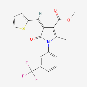 molecular formula C19H14F3NO3S B4766010 methyl (4Z)-2-methyl-5-oxo-4-(thiophen-2-ylmethylidene)-1-[3-(trifluoromethyl)phenyl]-4,5-dihydro-1H-pyrrole-3-carboxylate 