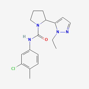 molecular formula C17H21ClN4O B4766021 N-(3-chloro-4-methylphenyl)-2-(1-ethyl-1H-pyrazol-5-yl)pyrrolidine-1-carboxamide 
