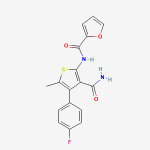 molecular formula C17H13FN2O3S B4766035 N-[3-carbamoyl-4-(4-fluorophenyl)-5-methylthiophen-2-yl]furan-2-carboxamide 