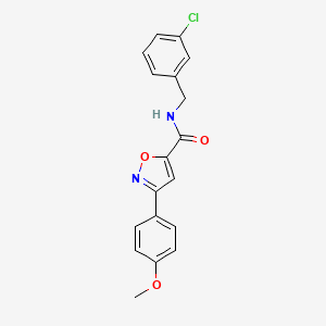 molecular formula C18H15ClN2O3 B4766279 N-[(3-chlorophenyl)methyl]-3-(4-methoxyphenyl)-1,2-oxazole-5-carboxamide 