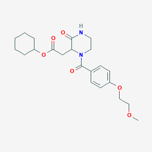 molecular formula C22H30N2O6 B4766523 CYCLOHEXYL 2-{1-[4-(2-METHOXYETHOXY)BENZOYL]-3-OXOPIPERAZIN-2-YL}ACETATE 