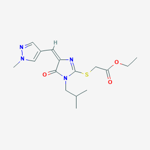 molecular formula C16H22N4O3S B4766562 ETHYL 2-({1-ISOBUTYL-4-[(E)-1-(1-METHYL-1H-PYRAZOL-4-YL)METHYLIDENE]-5-OXO-4,5-DIHYDRO-1H-IMIDAZOL-2-YL}SULFANYL)ACETATE 