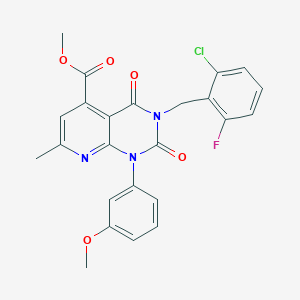 molecular formula C24H19ClFN3O5 B4766580 METHYL 3-[(2-CHLORO-6-FLUOROPHENYL)METHYL]-1-(3-METHOXYPHENYL)-7-METHYL-2,4-DIOXO-1H,2H,3H,4H-PYRIDO[2,3-D]PYRIMIDINE-5-CARBOXYLATE 