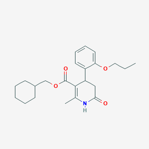 molecular formula C23H31NO4 B4766670 Cyclohexylmethyl 2-methyl-6-oxo-4-(2-propoxyphenyl)-1,4,5,6-tetrahydropyridine-3-carboxylate 