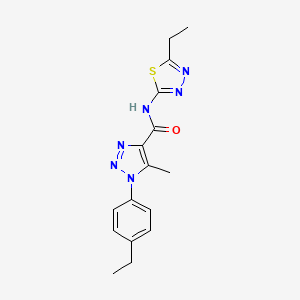 molecular formula C16H18N6OS B4766697 1-(4-ethylphenyl)-N-(5-ethyl-1,3,4-thiadiazol-2-yl)-5-methyl-1H-1,2,3-triazole-4-carboxamide 