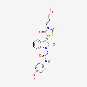 molecular formula C24H23N3O5S2 B4766925 N-(4-methoxyphenyl)-2-{(3Z)-3-[3-(3-methoxypropyl)-4-oxo-2-thioxo-1,3-thiazolidin-5-ylidene]-2-oxo-2,3-dihydro-1H-indol-1-yl}acetamide 
