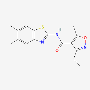 molecular formula C16H17N3O2S B4767127 N-(5,6-dimethyl-1,3-benzothiazol-2-yl)-3-ethyl-5-methyl-1,2-oxazole-4-carboxamide 