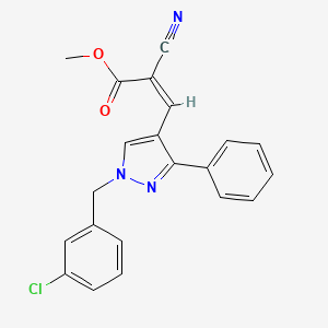 molecular formula C21H16ClN3O2 B4767323 methyl 3-[1-(3-chlorobenzyl)-3-phenyl-1H-pyrazol-4-yl]-2-cyanoacrylate 