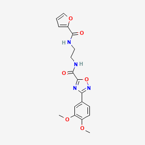 molecular formula C18H18N4O6 B4767364 N-(2-{[3-(3,4-DIMETHOXYPHENYL)-1,2,4-OXADIAZOL-5-YL]FORMAMIDO}ETHYL)FURAN-2-CARBOXAMIDE 