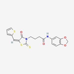 molecular formula C19H16N2O4S3 B4767371 N-(1,3-BENZODIOXOL-5-YL)-4-[(5E)-4-OXO-5-(2-THIENYLMETHYLENE)-2-THIOXO-1,3-THIAZOLIDIN-3-YL]BUTANAMIDE 