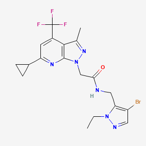 molecular formula C19H20BrF3N6O B4767419 N~1~-[(4-BROMO-1-ETHYL-1H-PYRAZOL-5-YL)METHYL]-2-[6-CYCLOPROPYL-3-METHYL-4-(TRIFLUOROMETHYL)-1H-PYRAZOLO[3,4-B]PYRIDIN-1-YL]ACETAMIDE 