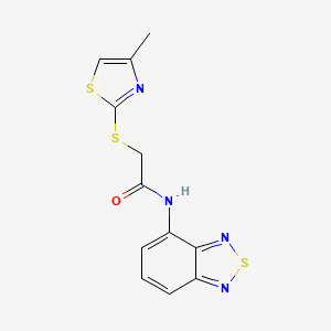 molecular formula C12H10N4OS3 B4767497 N-(benzo[c][1,2,5]thiadiazol-4-yl)-2-((4-methylthiazol-2-yl)thio)acetamide 