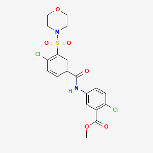 molecular formula C19H18Cl2N2O6S B4767668 methyl 2-chloro-5-{[4-chloro-3-(4-morpholinylsulfonyl)benzoyl]amino}benzoate 