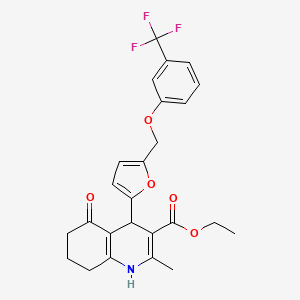 molecular formula C25H24F3NO5 B4767780 ethyl 2-methyl-5-oxo-4-(5-{[3-(trifluoromethyl)phenoxy]methyl}-2-furyl)-1,4,5,6,7,8-hexahydro-3-quinolinecarboxylate 
